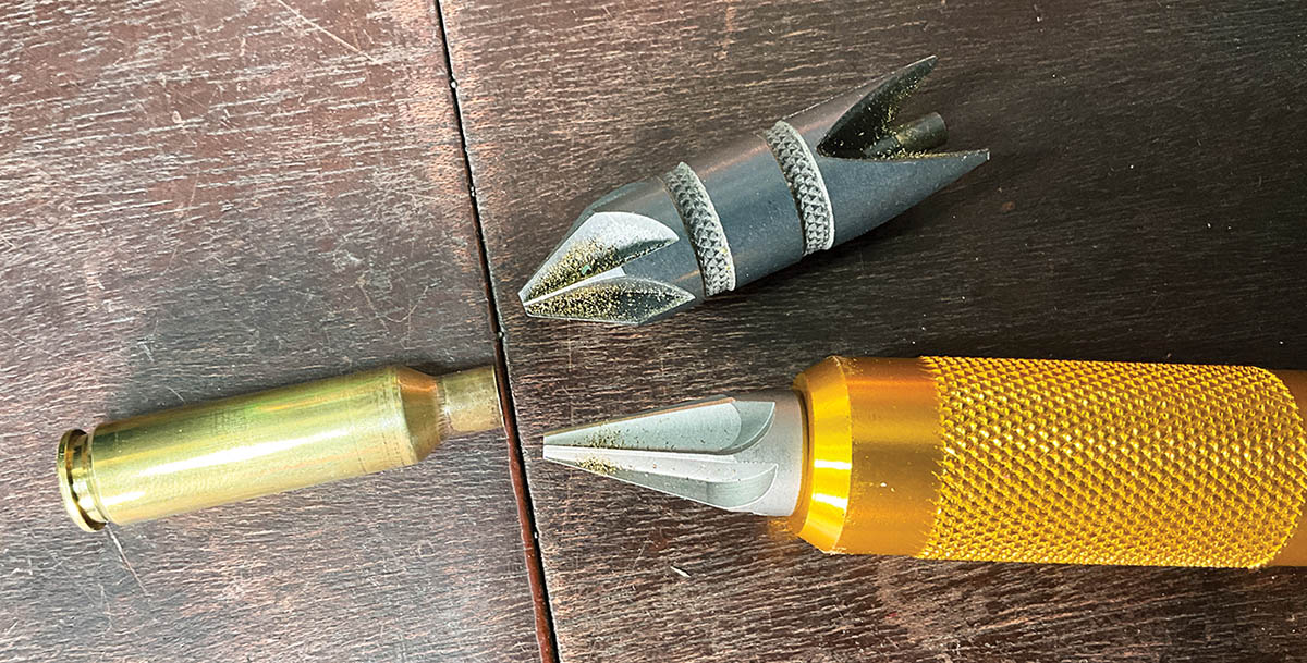 Chamfering the inside of the neck prevents jacket damage and inaccuracy.